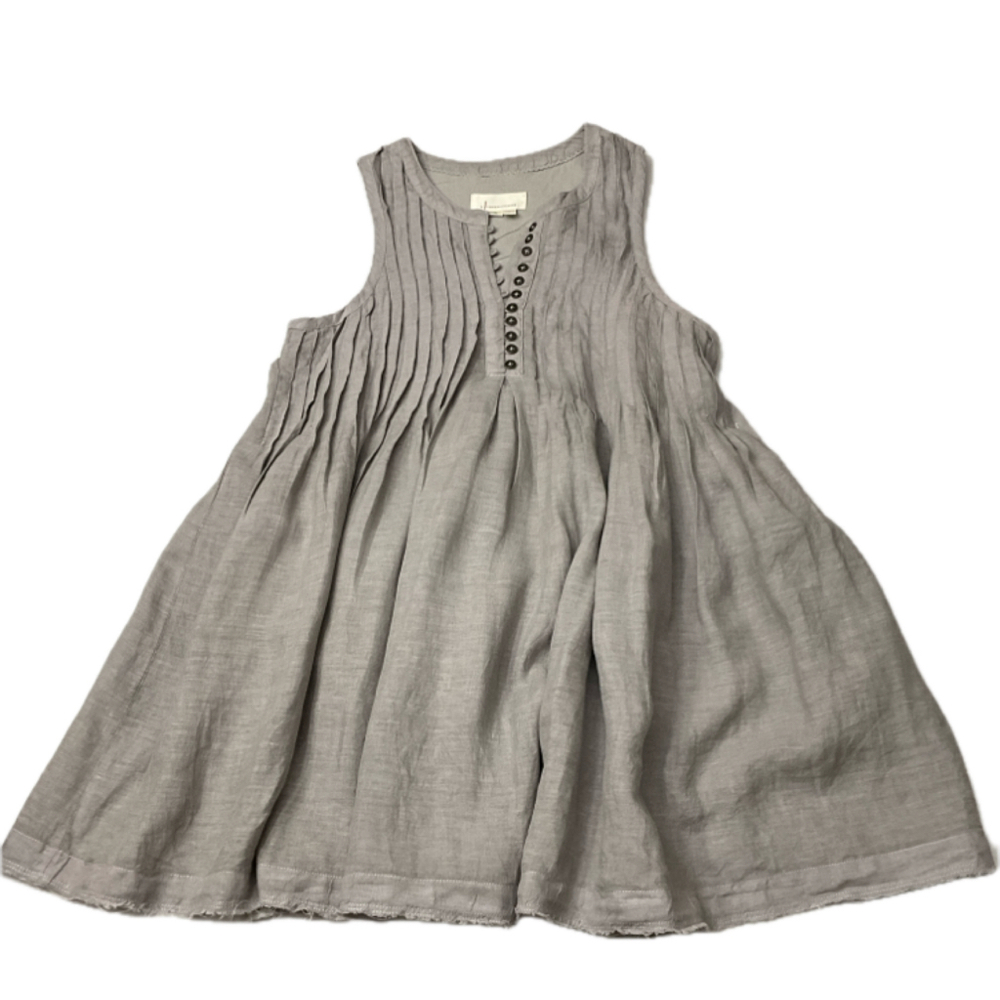 Anthropologie Linen Sleeveless Pleated Mini Dress-Medium